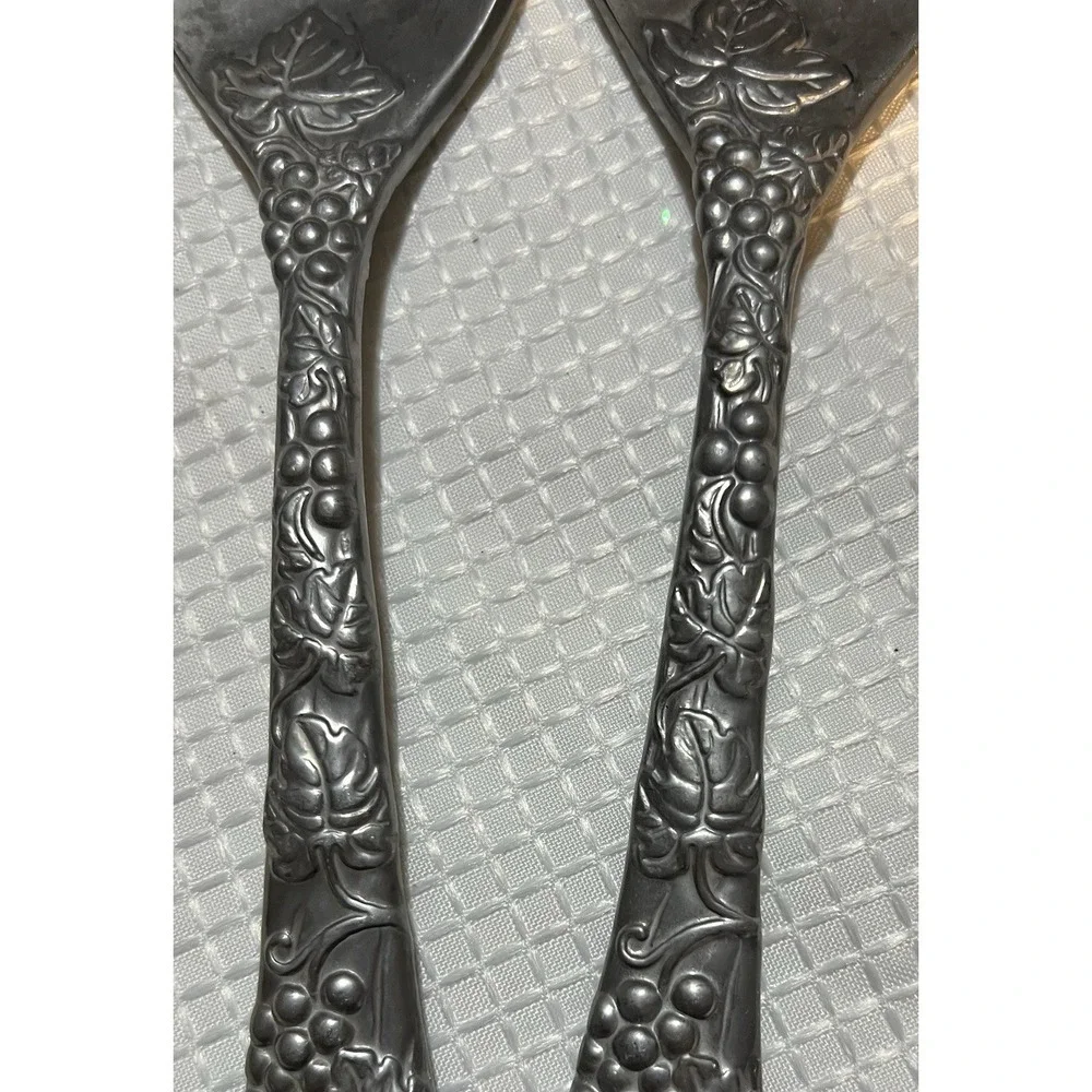 Vintage LENOX Salad Serving Utensil 2 Pc Set Pewter Grape vine pattern